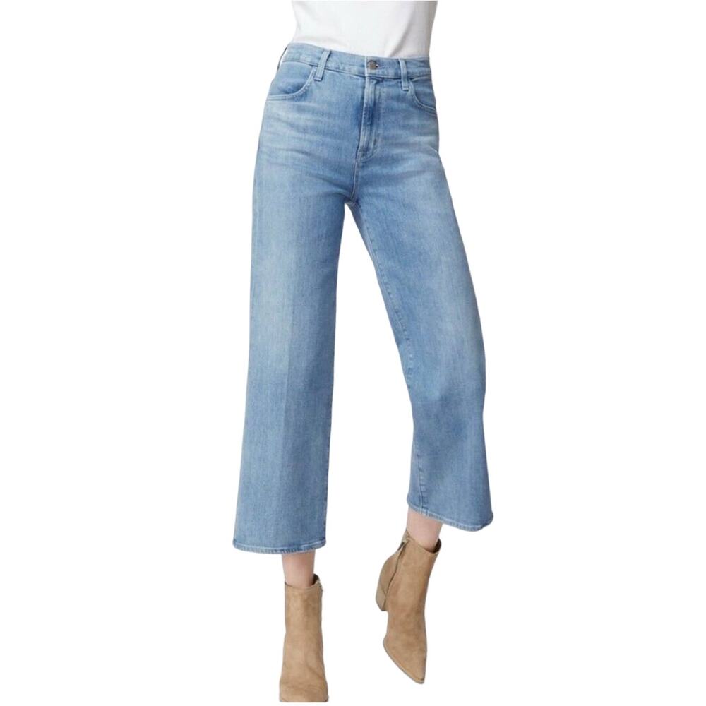 J Brand Joan Cropped Wide Leg Denim Jeans Blotter Light Wash 26